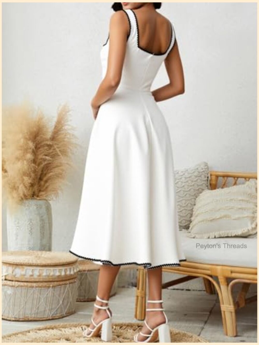 Elegant Sleeveless Square Neck Midi Cocktail Dress - A Line Fit - Picture 2 of 5